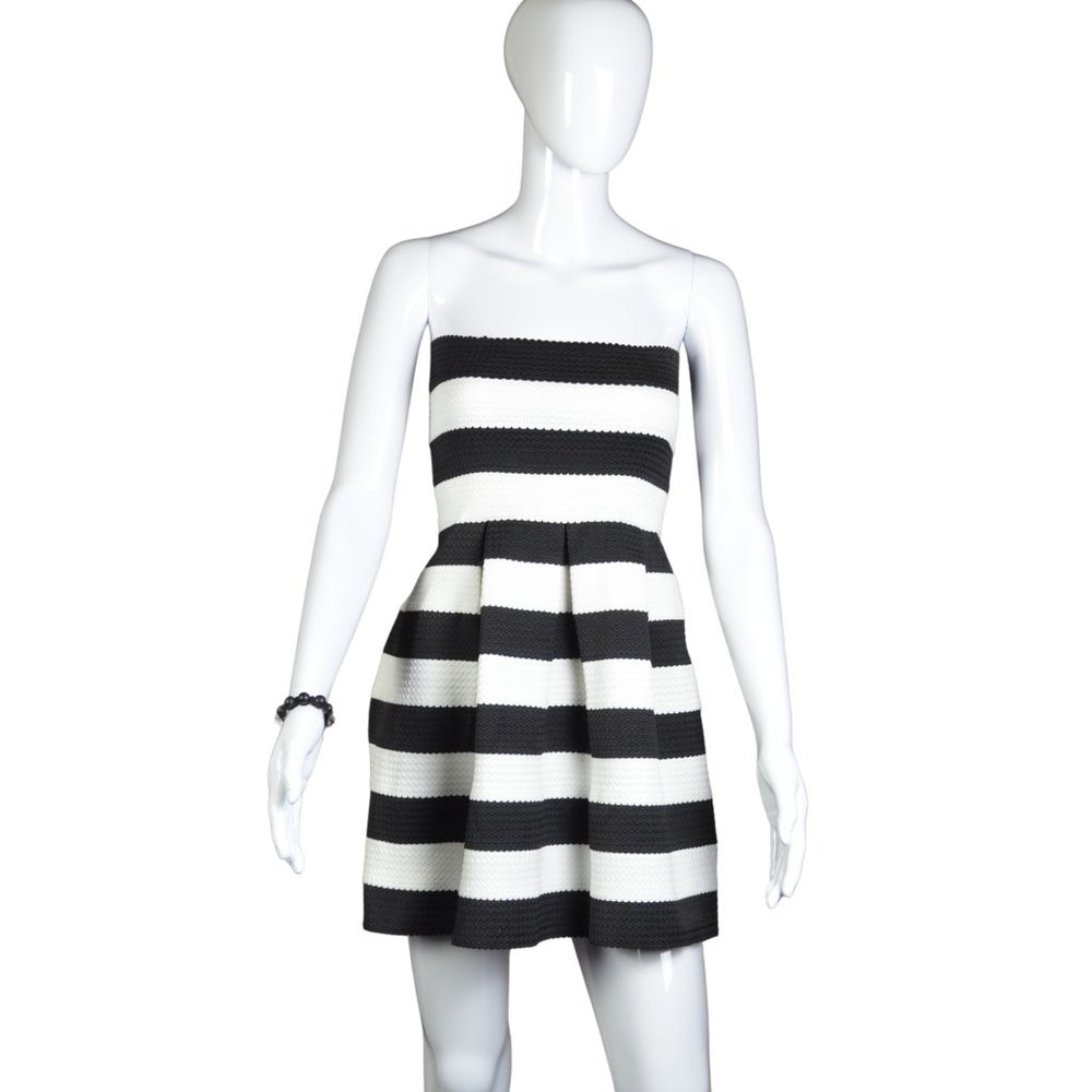 Doe & Rae Black and White Stripe Mini Halter Dress - Size S - Picture 1 of 8